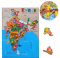 India Maps Wooden Puzzle Tray Set