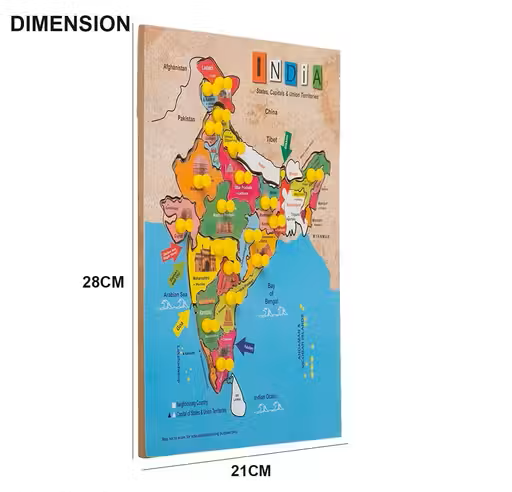 India Maps Wooden Puzzle Tray Set