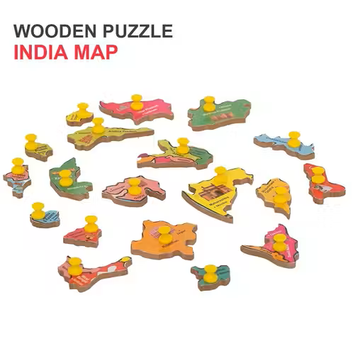 India Maps Wooden Puzzle Tray Set